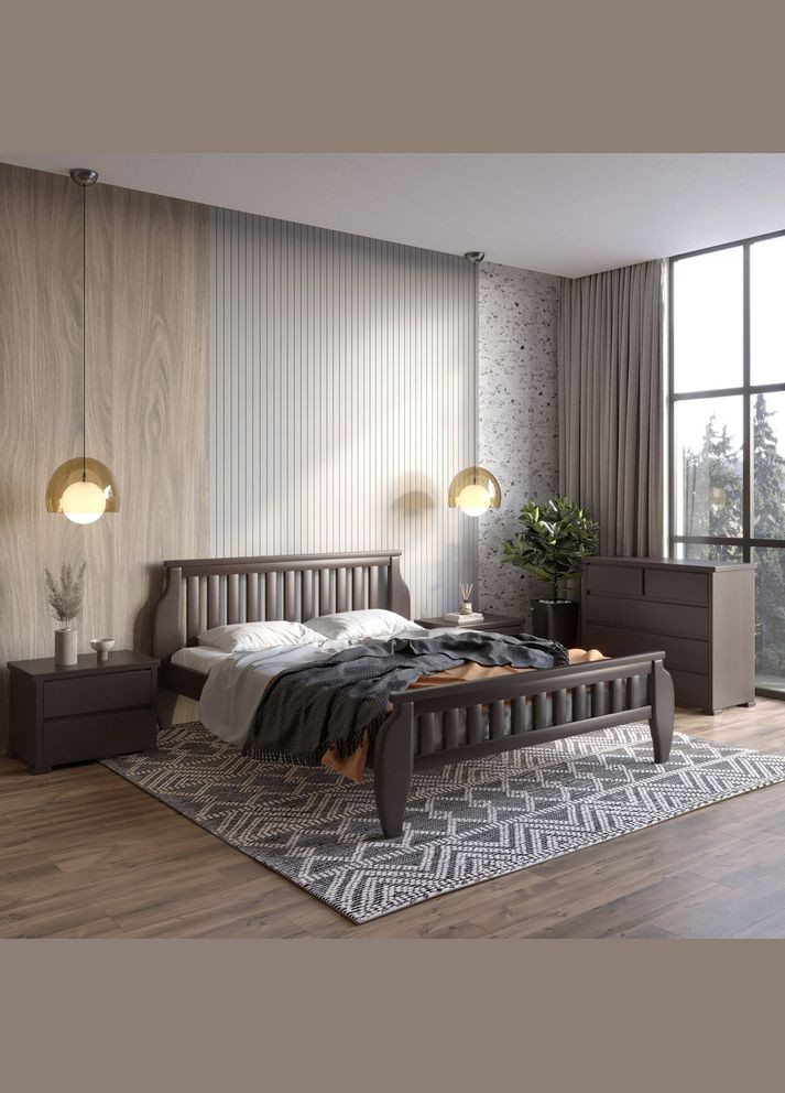 Двоспальне дерев'яне ліжко Прага (RAL9011) 180х200 см (MBG-7172) Mebigrand (368282718)