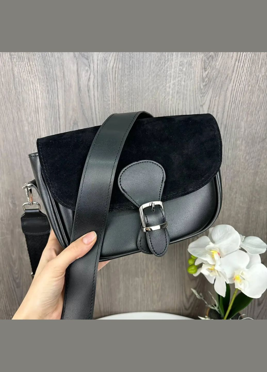 Чорна жіноча сумка клатч замшева PTR No Brand (317763160)