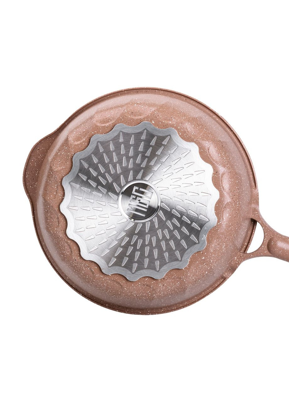 Алюмінієвий сотейник 4,3 л мармуровий з антипригарним покриттям Ø 28 см бежевий HP-4-437CO MGC (306849951)