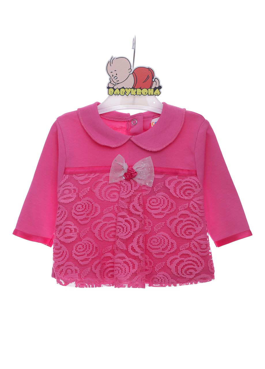 Рожевий демісезонний костюм для дівчинки з гіпюром бант рожевий 62 см (42148) BABYKROHA