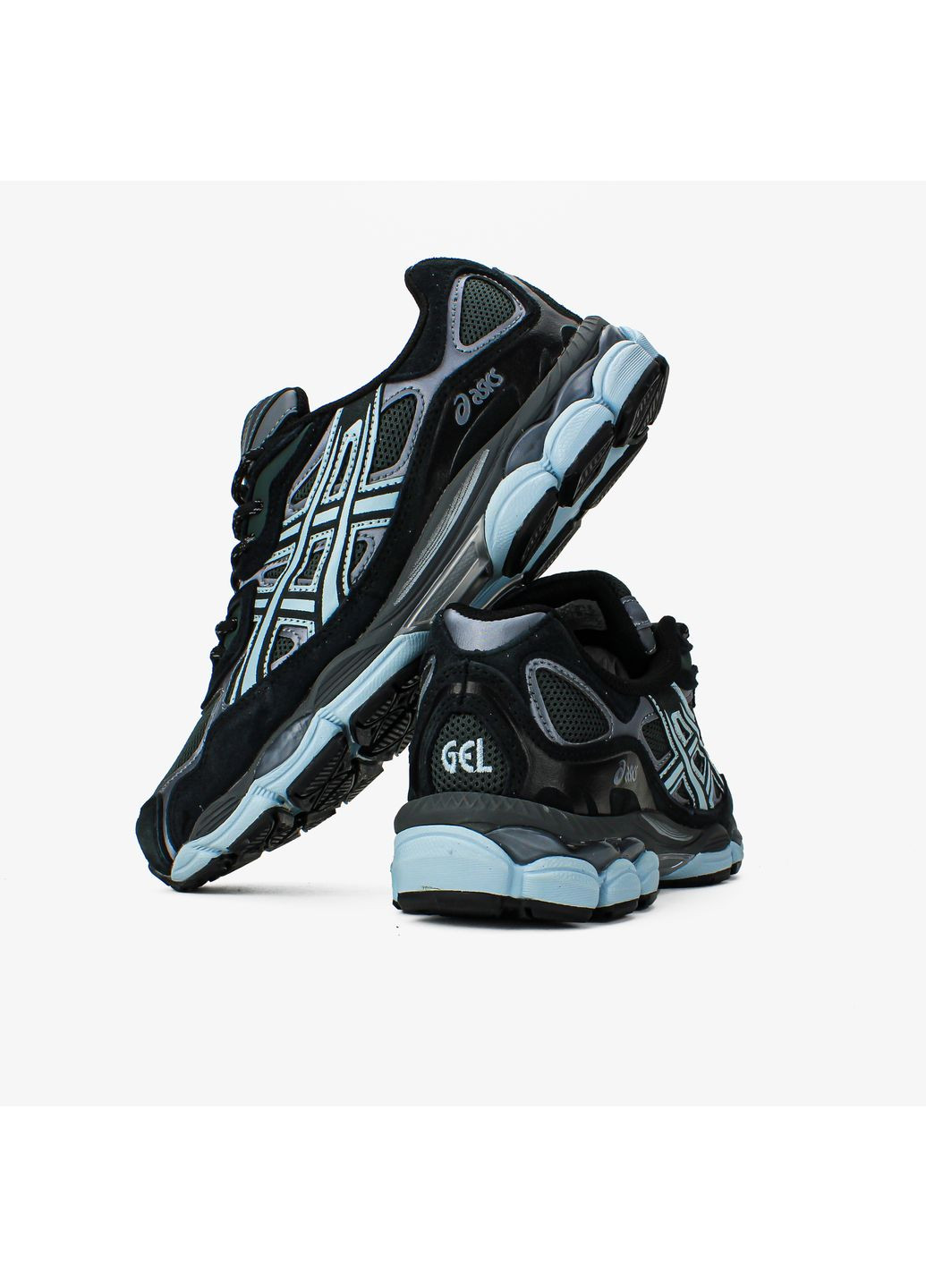 Чорні Осінні кросівки чоловічі і жіночі asics gel-nyc black blue | асікс гель нюк чорні No Brand