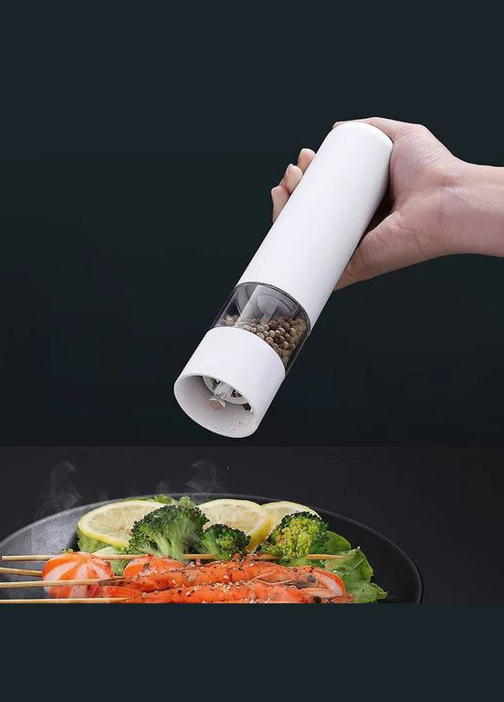 Електричний млин для спецій Power DISPENER автоматичний перелік, кухонний подрібнювач перцю 4*ААА Білий No Brand (316628904)
