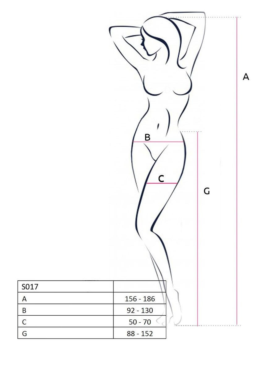 Эротические колготки-бодистокинг S017 black, имитация ажурных чулок и пояса Passion (297572181)