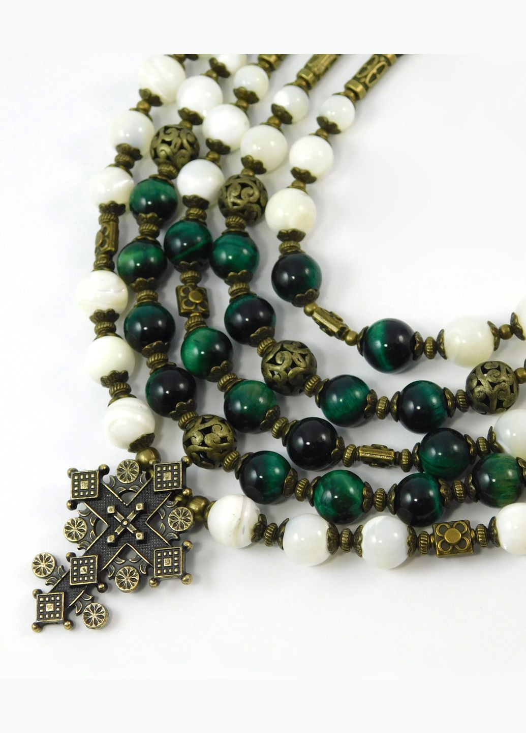 Ожерелье "Тоф" Перламутр, Кошачий глаз, чешское стекло Fursa fashion (322444581)