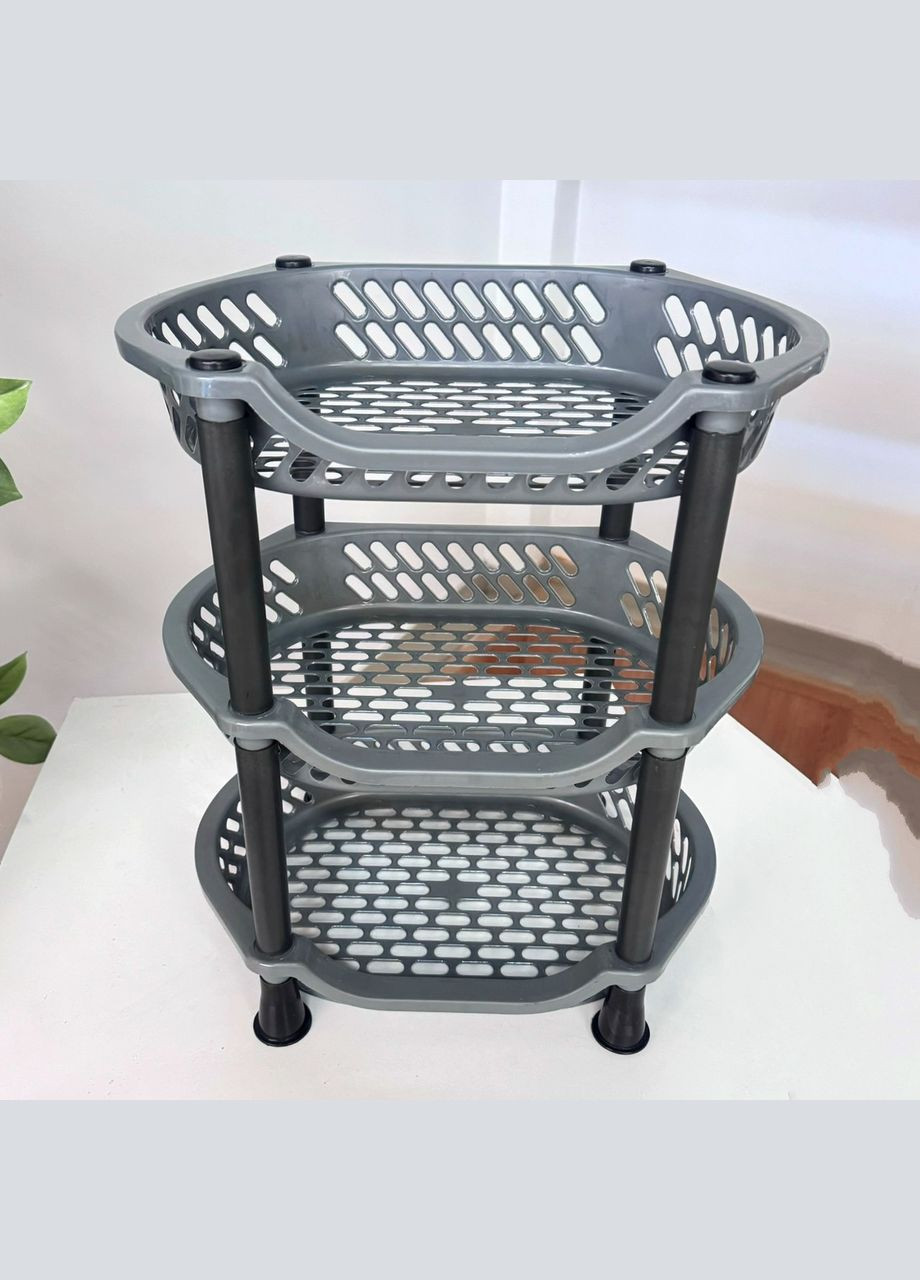 Серая разборная полочка в ванну 3 яруса пластиковая Efe Plastics (309008340)