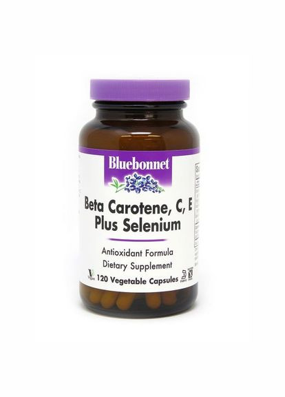 Вітаміни та мінерали Beta Carotene, C, E Plus Selenium, 120 вегакапсул Bluebonnet Nutrition (333340359)