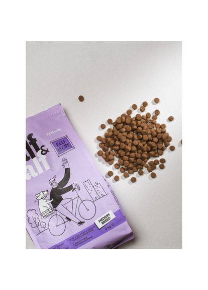 Сухой корм для взрослых собак средних пород, с говядиной, 12 кг Half&Half (322874892)