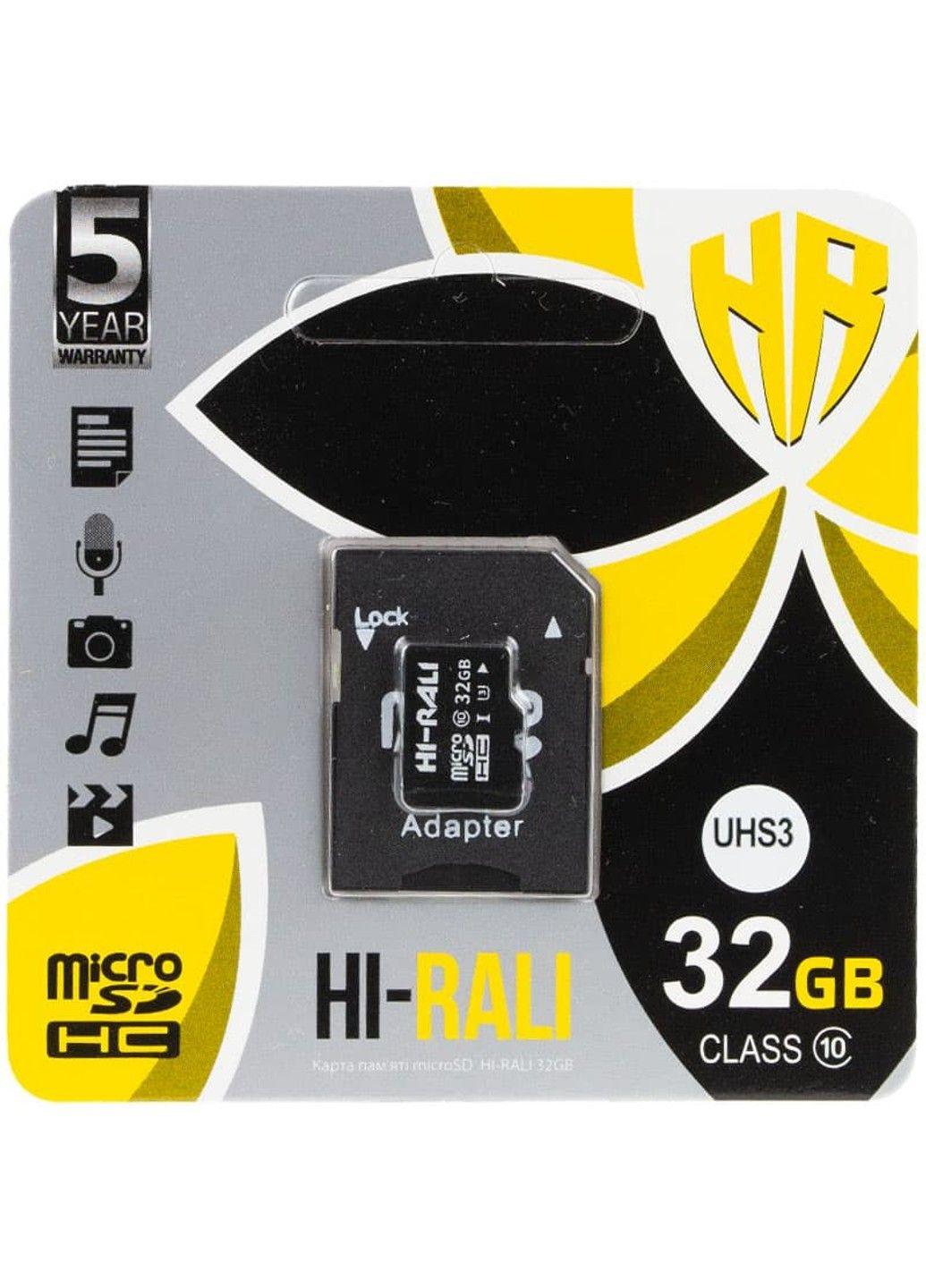 Карта пам'яті Hi-Rali microSDXC (UHS-3) 32 GB Card Class 10 з адаптером Epik (291879526)