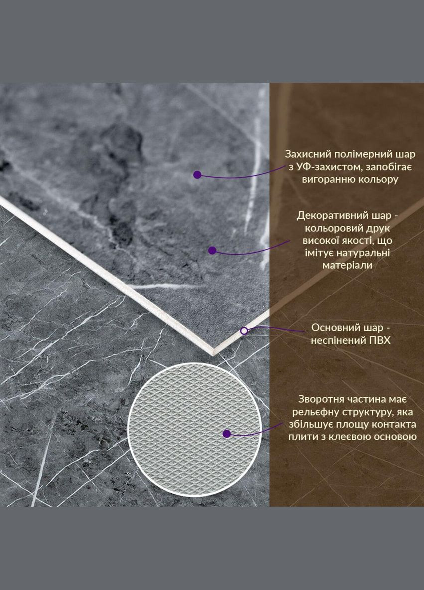 Декоративная плита ПВХ серый натуральный мрамор 600*600*3mm (S) SW-00001627 Sticker Wall (330017238)