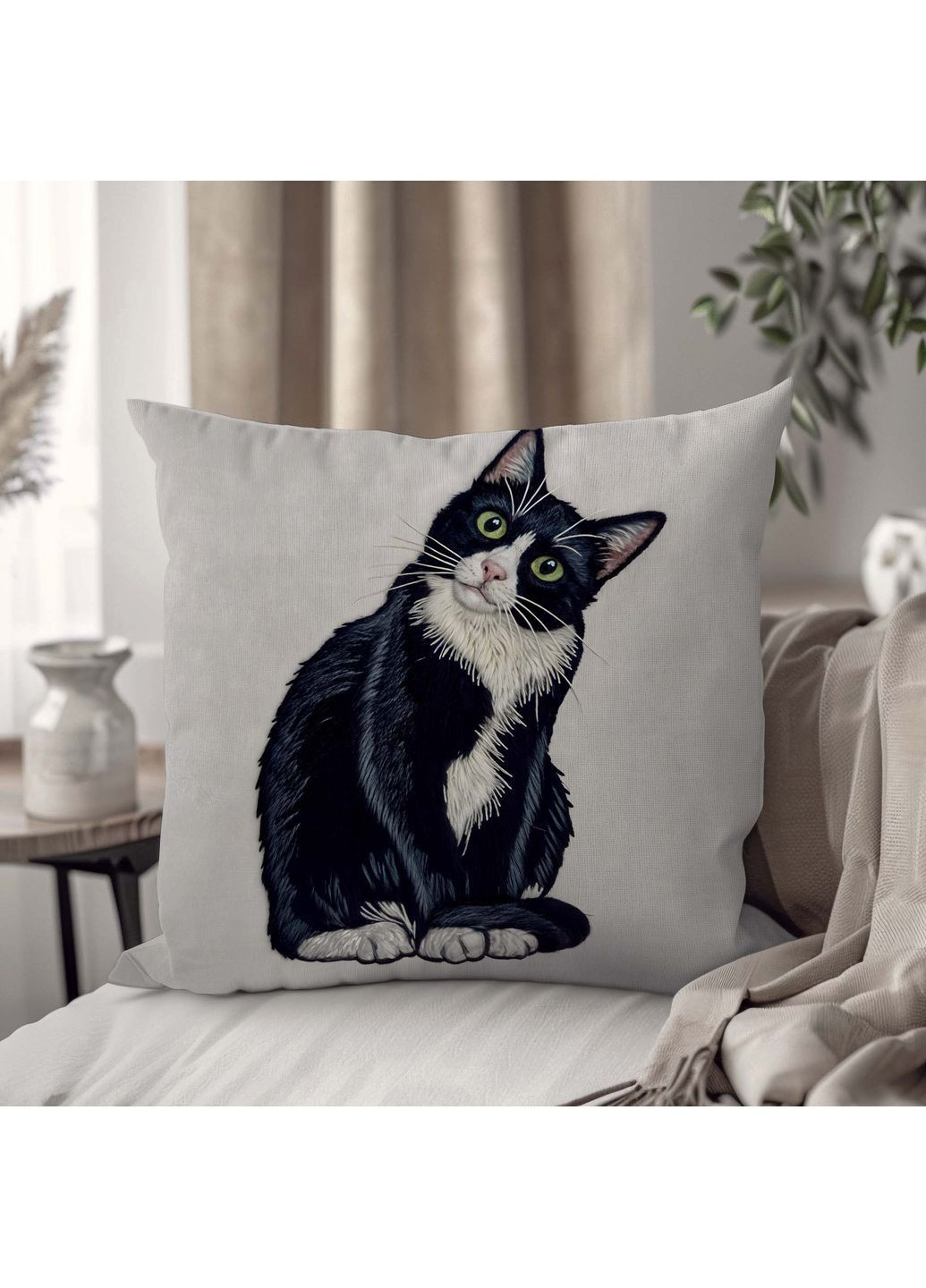 Подушка декоративная сувенирная с 3D фото Кота 45×45 см 1322445UA WONKEY (362732365)