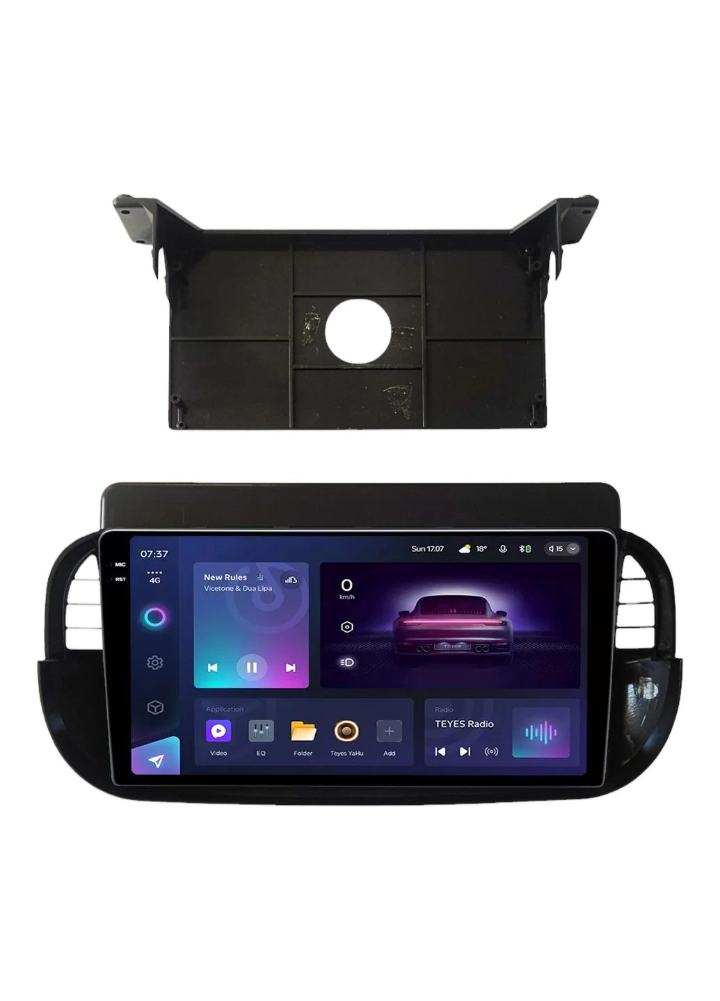 Штатна магнітола CC3 2K 4+64 Gb Fiat 500 2007-2015 Black 9" Teyes (378928627)