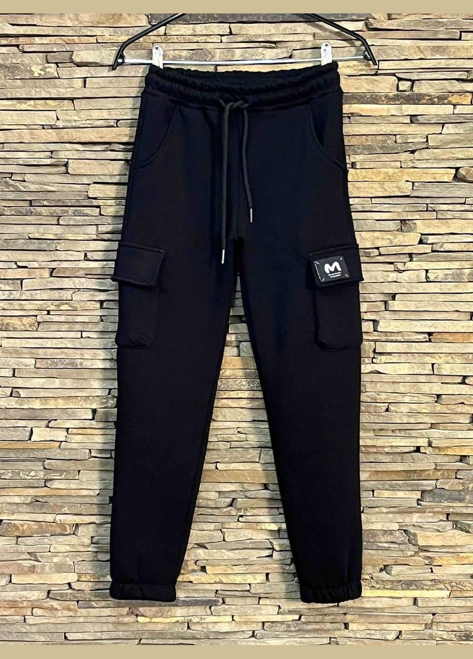 Черные спортивные зимние брюки No Brand