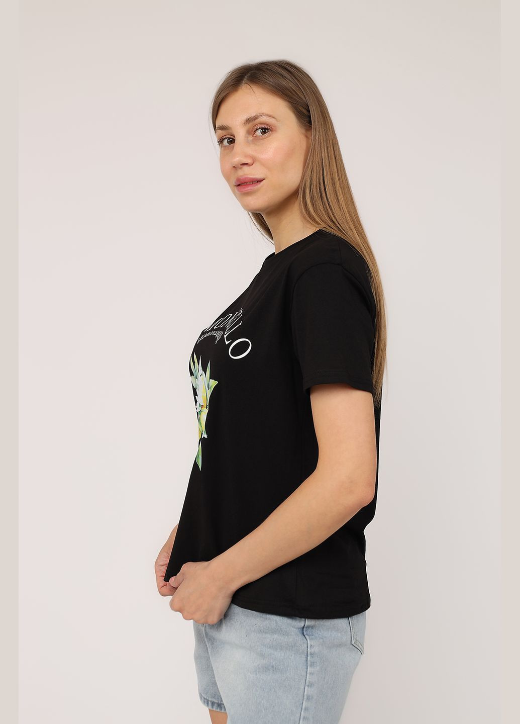 Футболка с коротким рукавом женская цвет черный ЦБ-00275255 Carla Mara - (329728329)