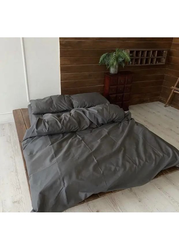 Комплект постельного белья Бязь Голд "Однотонный темно-серый" Двухспальный 180х220 см No Brand (365720736)