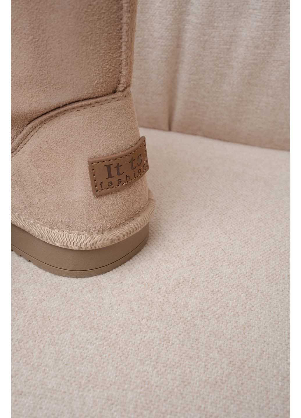 Жіночі високі зимові уггі бежевого кольору, замшеві, теплі та комфортні, стильне зимове взуття на щодень ITTS (363984998)