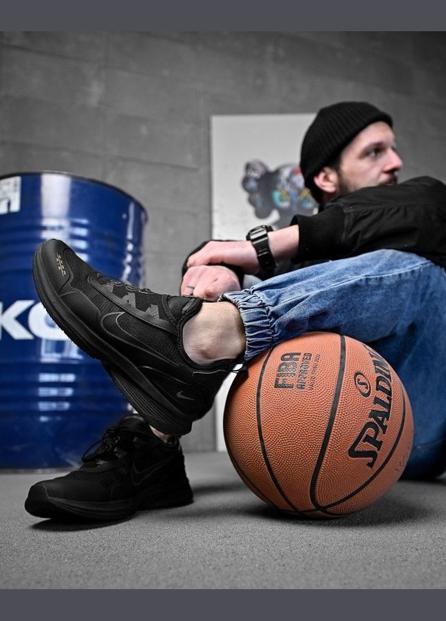 Чорні Літні чоловічі літні кросівки чорні з чорною підошвою No Brand