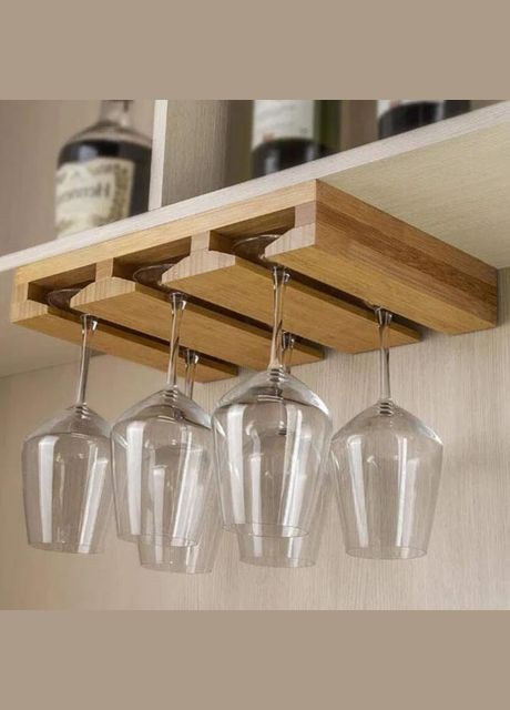 Полка для бокалов из дерева Бармистер сиена (ОБС-003305) No Brand (327423925)