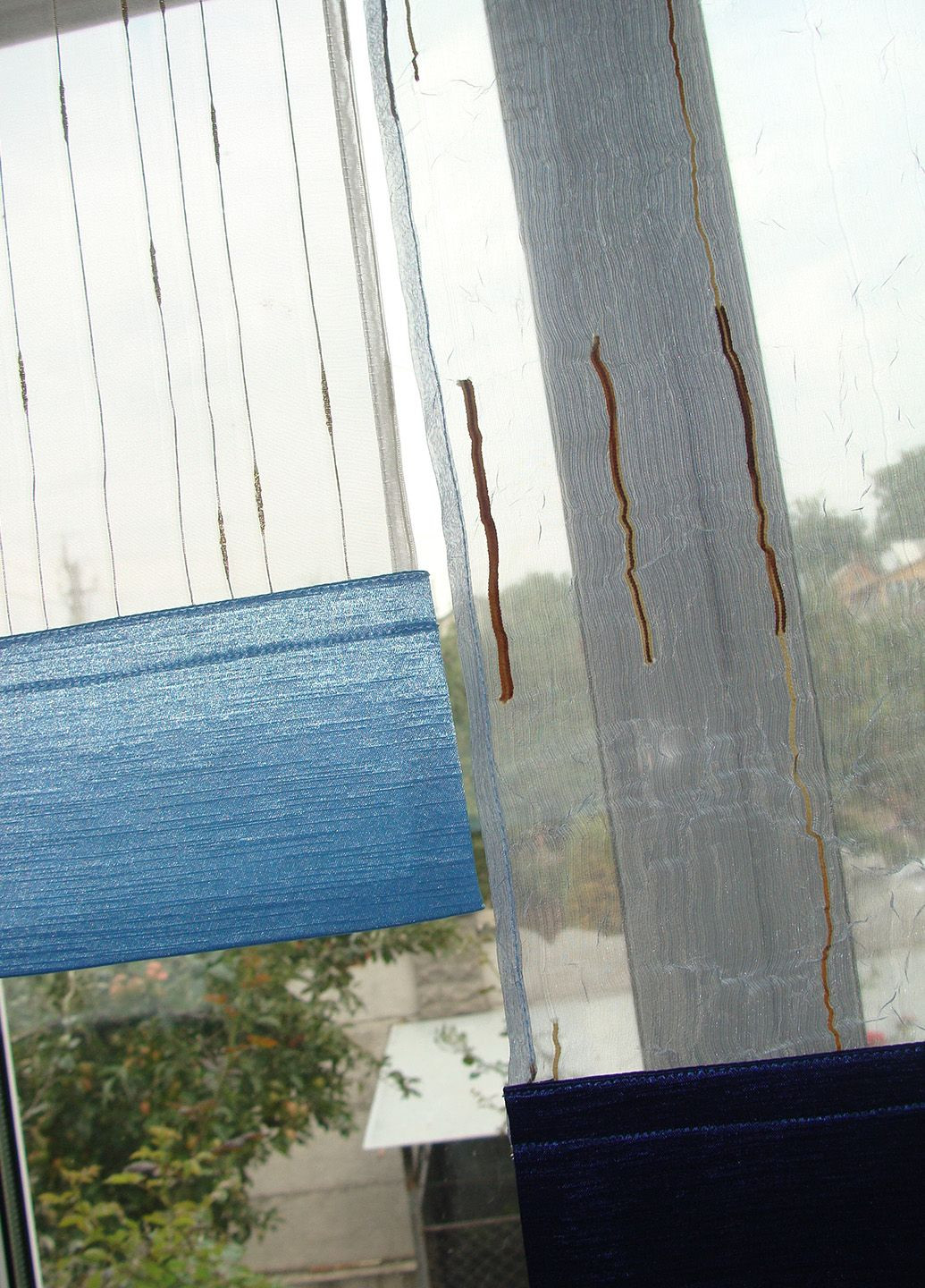 Комплект панельных занавесок 7шт карниз 250см синий с голубым и бежевым (13_2п) Firanka Line (328949049)