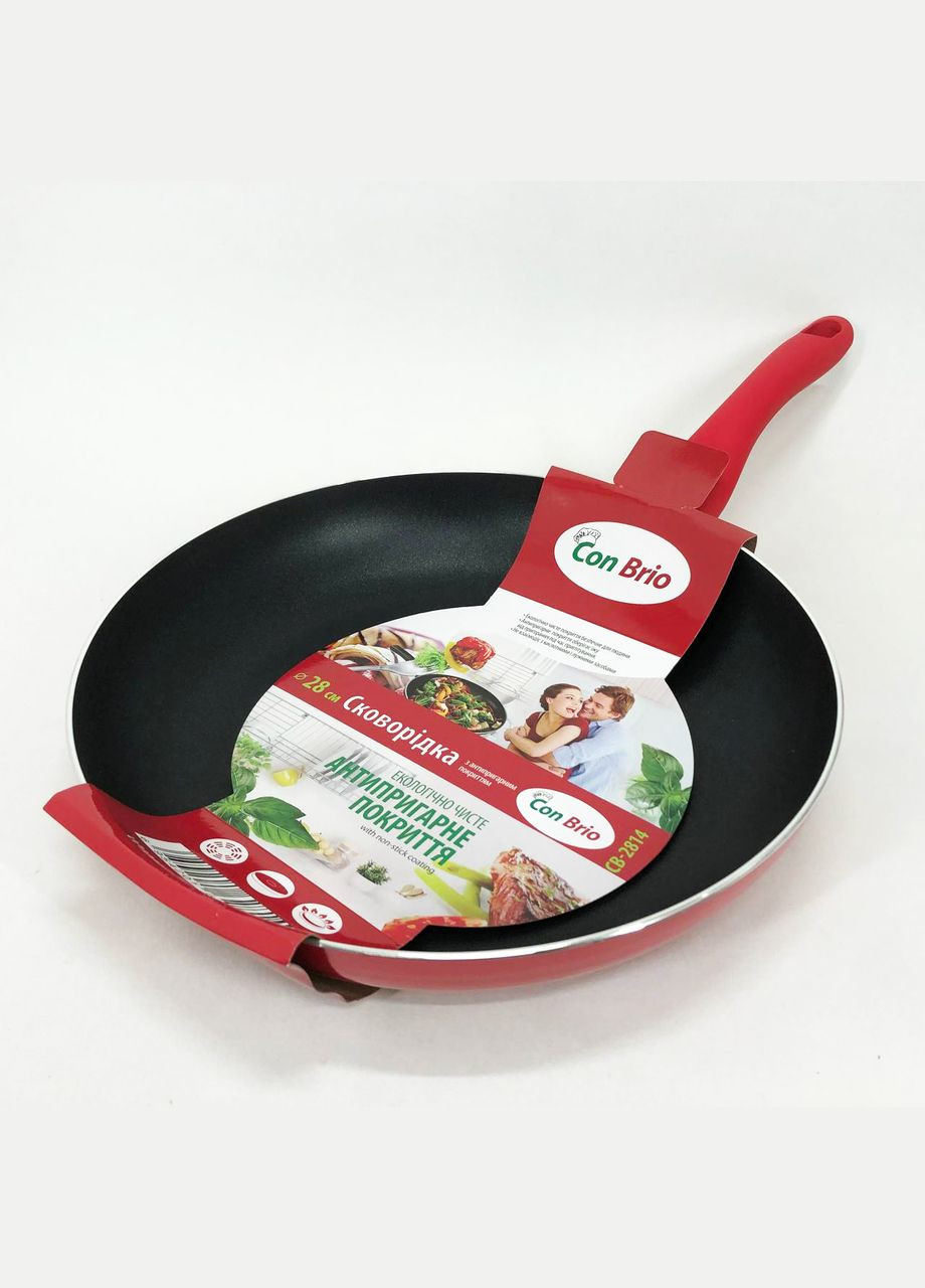 Сковорода 28 см СВ-2814, сковорода для смаження, якісна сковорода. Колір: червоний Con Brio (364665140)