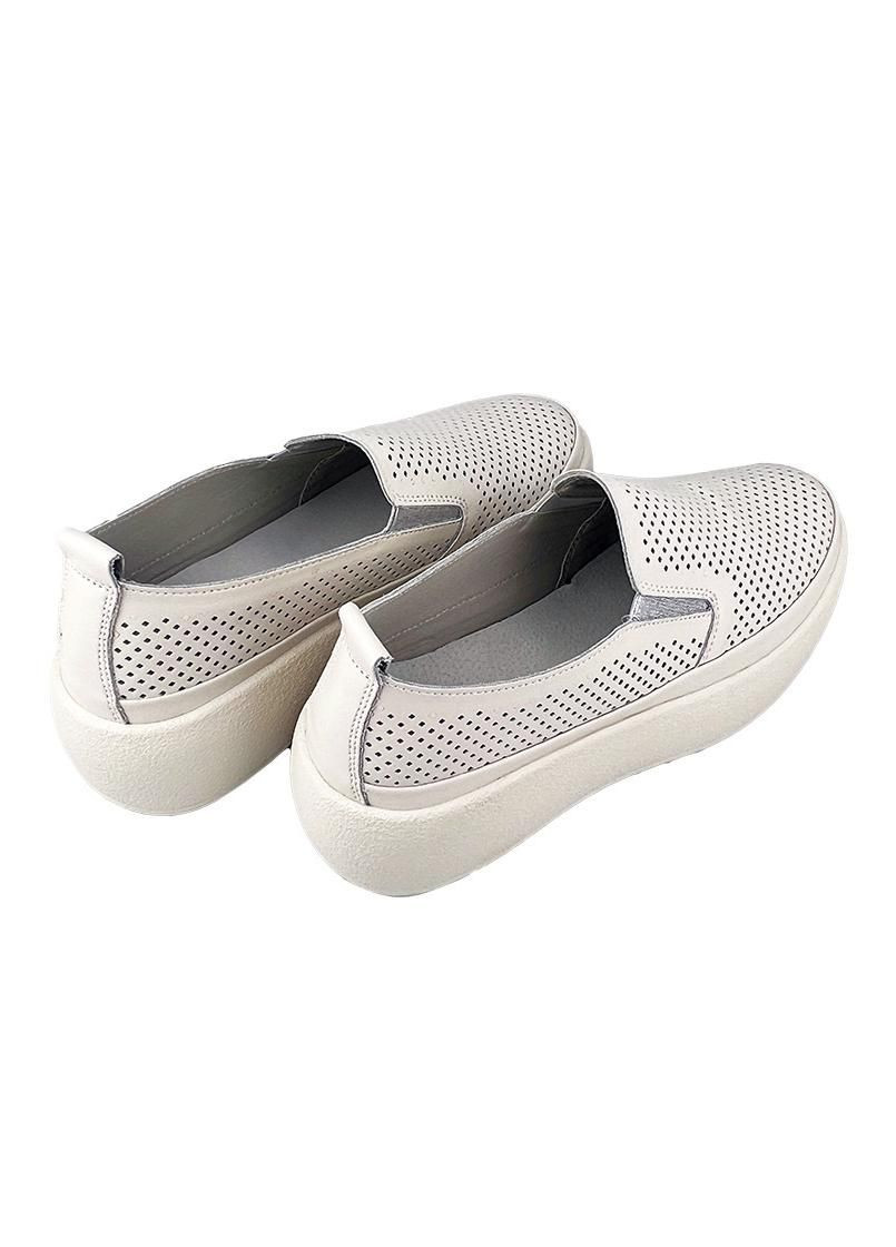 Лофери жіночі шкіряні імітація перфорації бежеві 10152-2 Kadisailun (324018582)