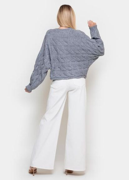 Сірий класичний светр ер із косами 96538-em сірий grey sam Samange