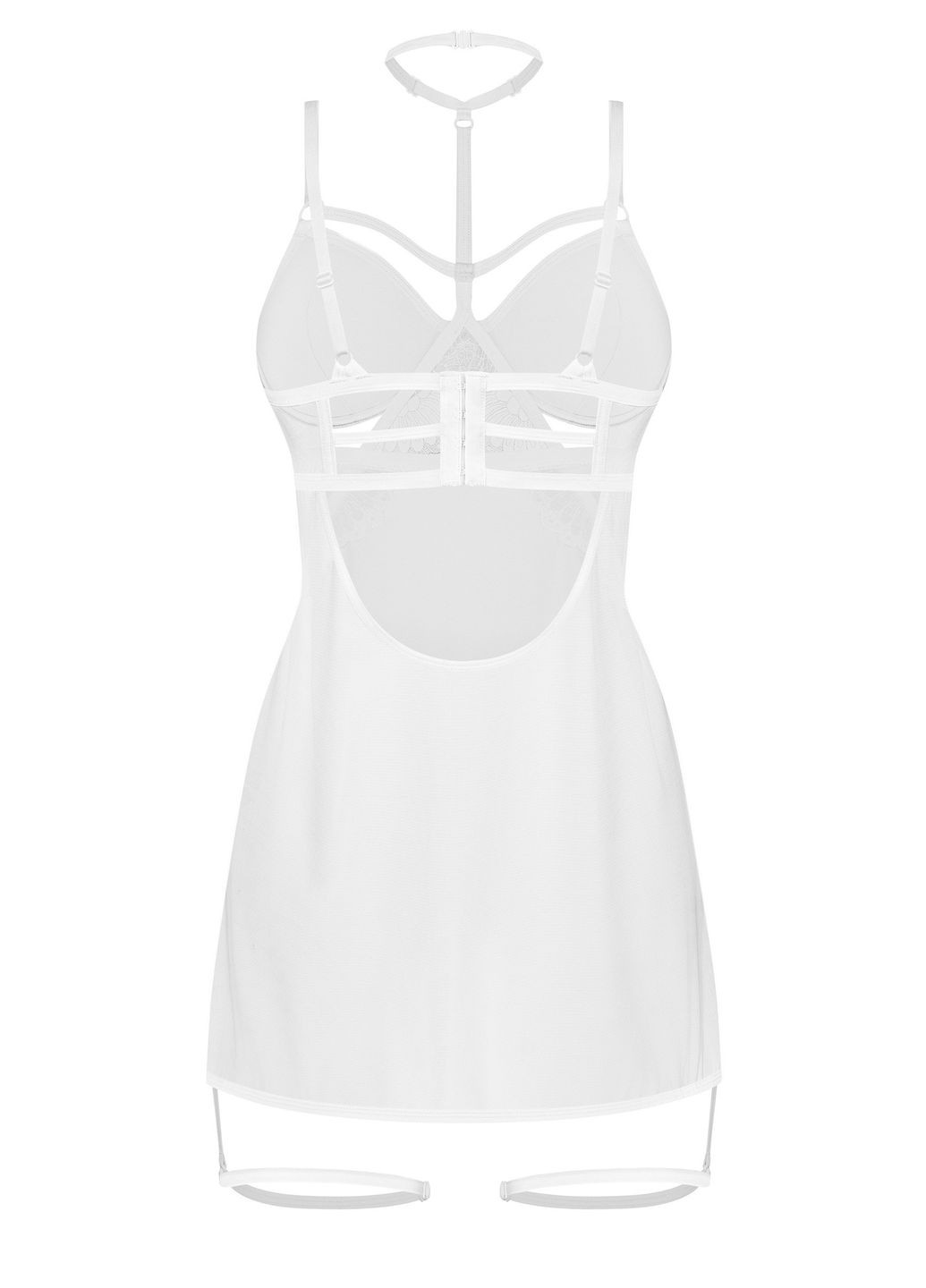 Сорочка прозрачная с гартерами Arrowel Chemise White Obsessive (351582788)