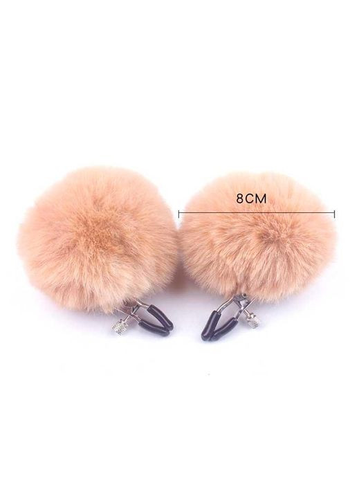 Затискачі для сосків із хутром "Pom Pom Nipple Clamps" білого кольору для Садо-мазо і рольових ігр China (360603734)