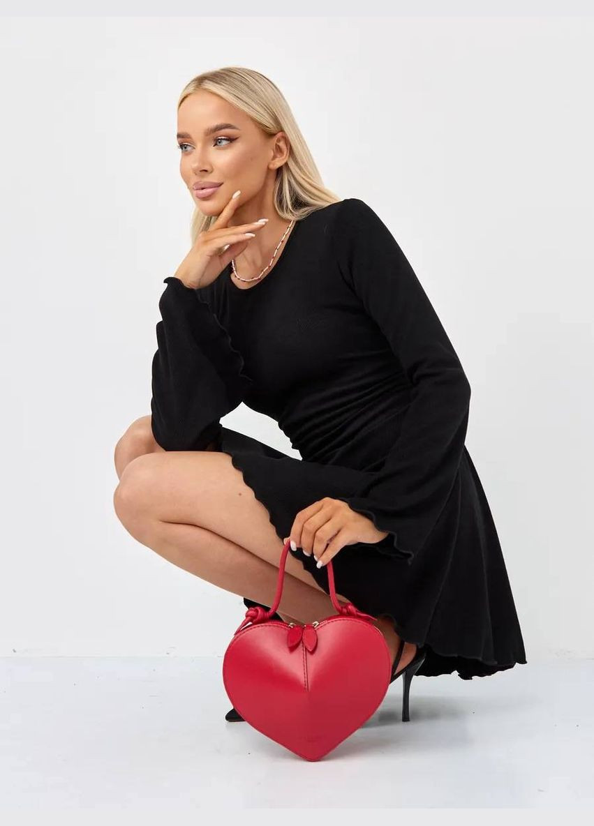 Черное кэжуал легкое мини платье с плетением на спине Adelante однотонное