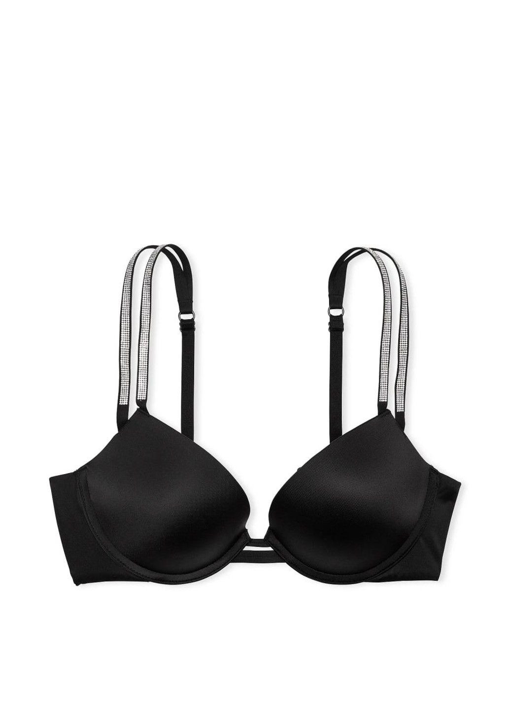 Чорний бюстгальтер з пуш-ап double shine strap push-up bra чорні Victoria's Secret