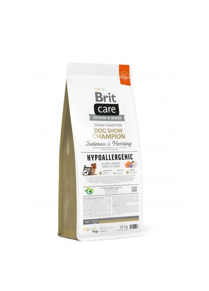 Сухий корм Dog Hypoallergenic Dog Show Champion для виставкових собак, з лососем і оселедцем, 12 кг Brit Care (322874432)