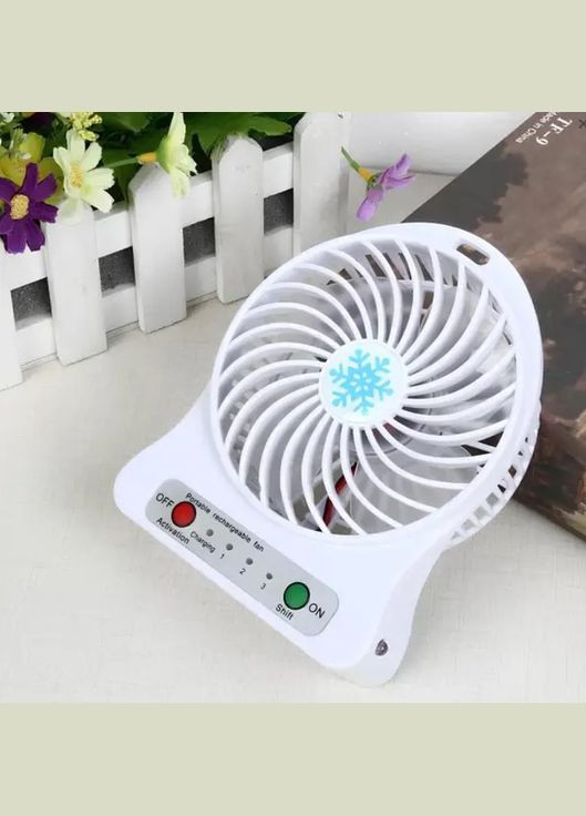 Вентилятор портативный настольный мини на аккумуляторе + USB Mini Fan 14х10х4 см, разные цвета Белый Po Fanu (328265843)