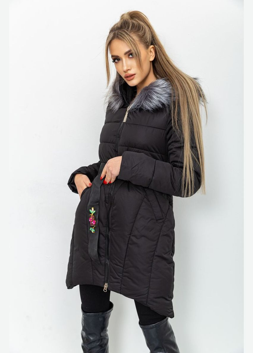 Чорна зимня куртка жіноча зимова, колір чорний, Ager