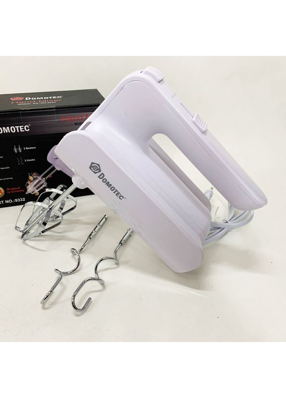 Ручний міксер R.6653W кухонний міксер із насадками 5 швидкостей 800 Вт білий Domotec (367860895)
