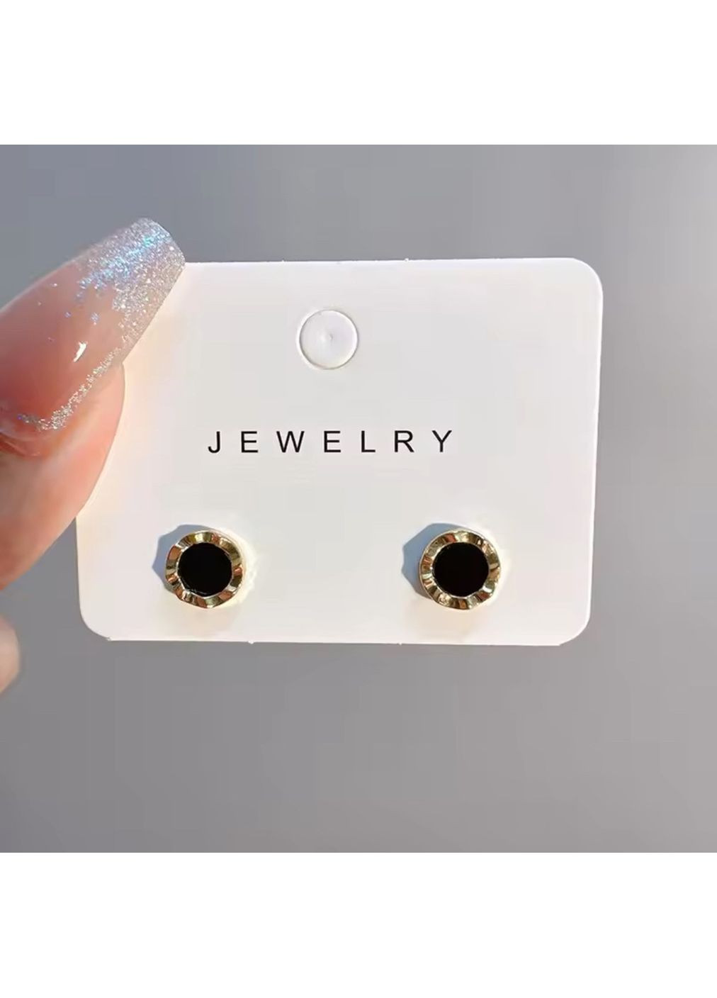 Минималистичные женские серьги с черным камнем «Cameo» ( ) China (366874530)