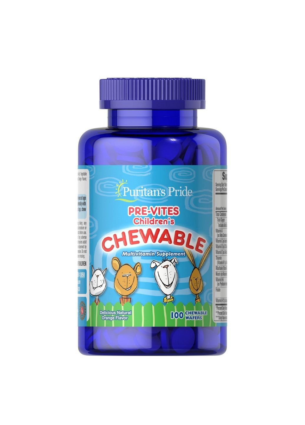 Витамины и минералы Pre-Vites Childrens Multivitamin, 100 жевательных таблеток Puritans Pride (295898935)