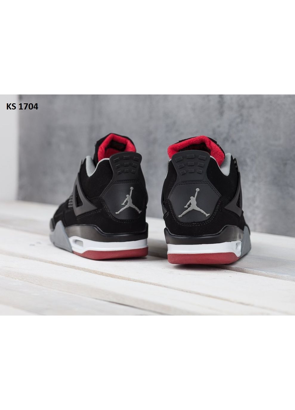 Чорні Осінні кросівки чоловічі nike air jordan 4 retro black white red найк аір джордан No Brand