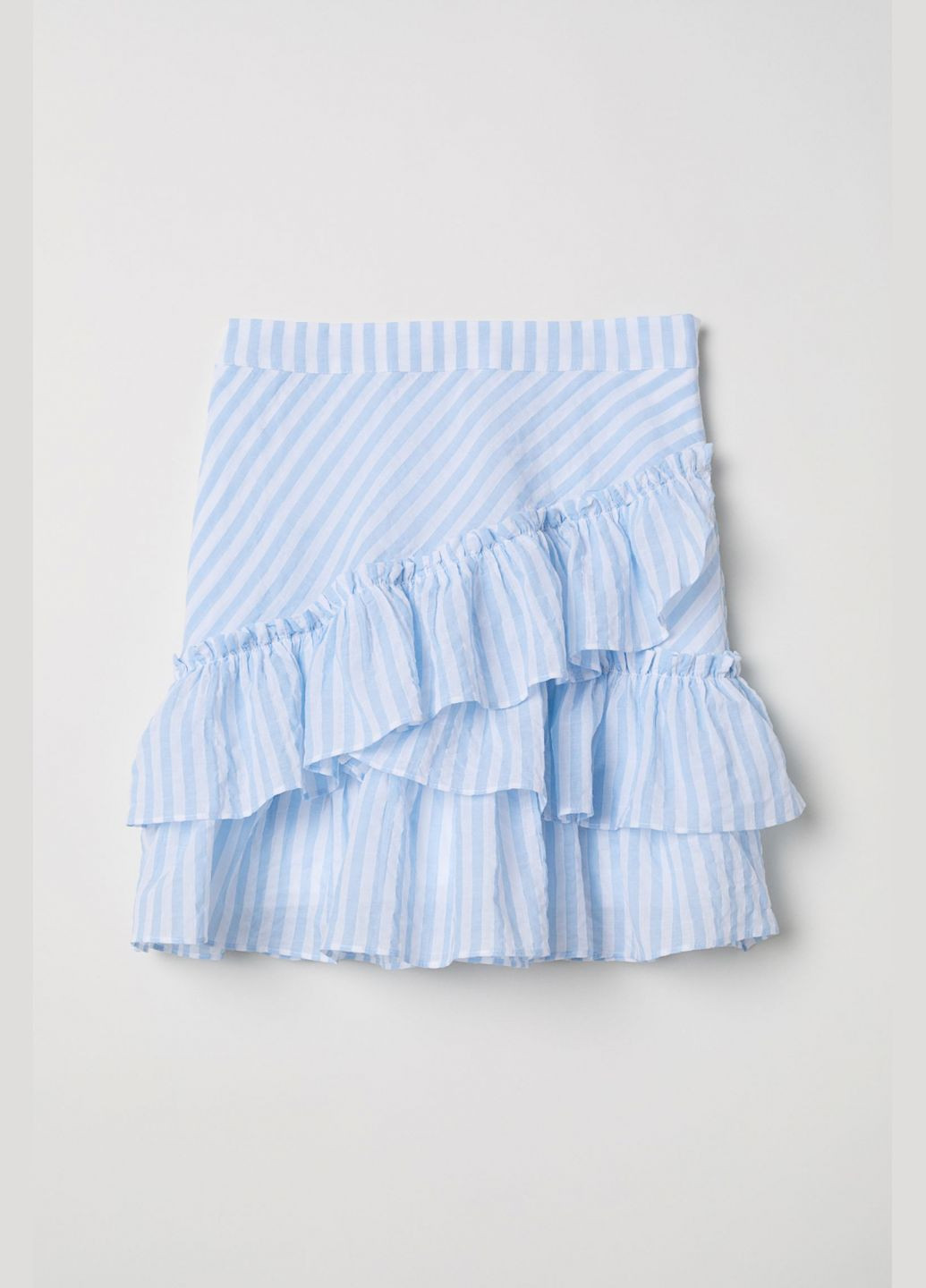 Голубая офисная однотонная юбка с воланами для женщины 0610216-002 34(xs) H&M