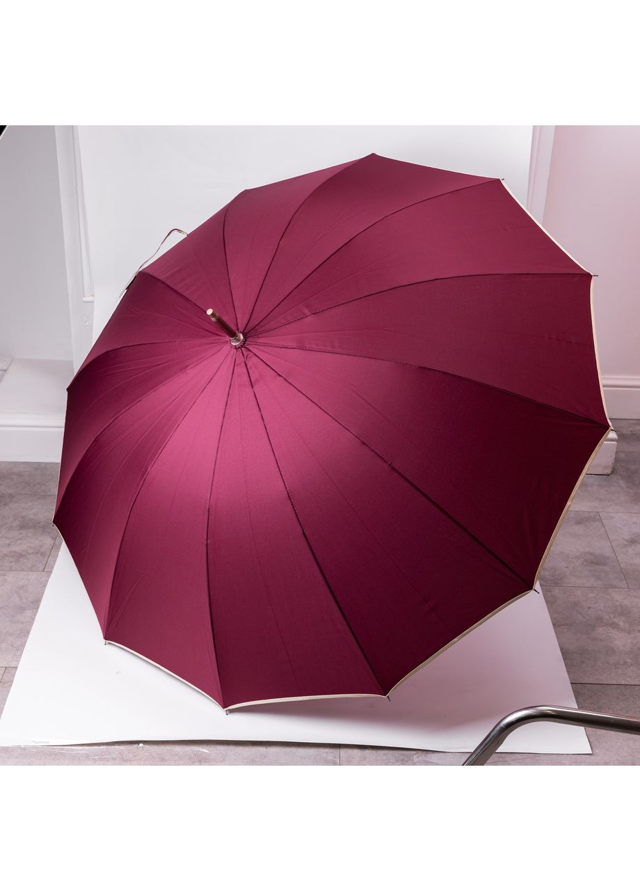 Красный классический зонт-трость с чехлом полуавтомат из полиэстера прочный надежный 12 спиц диаметр 120 см hp-23-16r Yiwu (370675574)