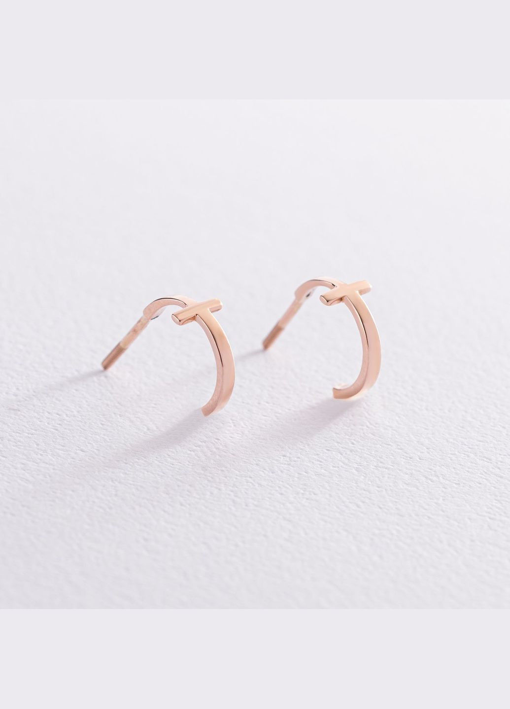 Сережки - пусети Хрестики в червоному золоті с07006 Oniks (264022989)