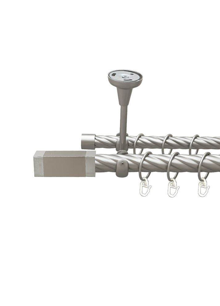 Карниз Квадро металевий дворядний відкритий до стелі скручена труба Сатин 25\19 мм 160 см (00-00024214) ORVIT (300846003)