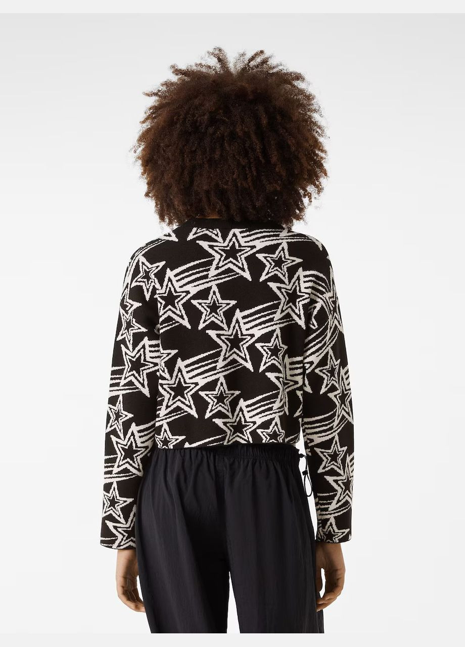 Чорно-білий вʼязаний светр оверсайз джемпер Bershka