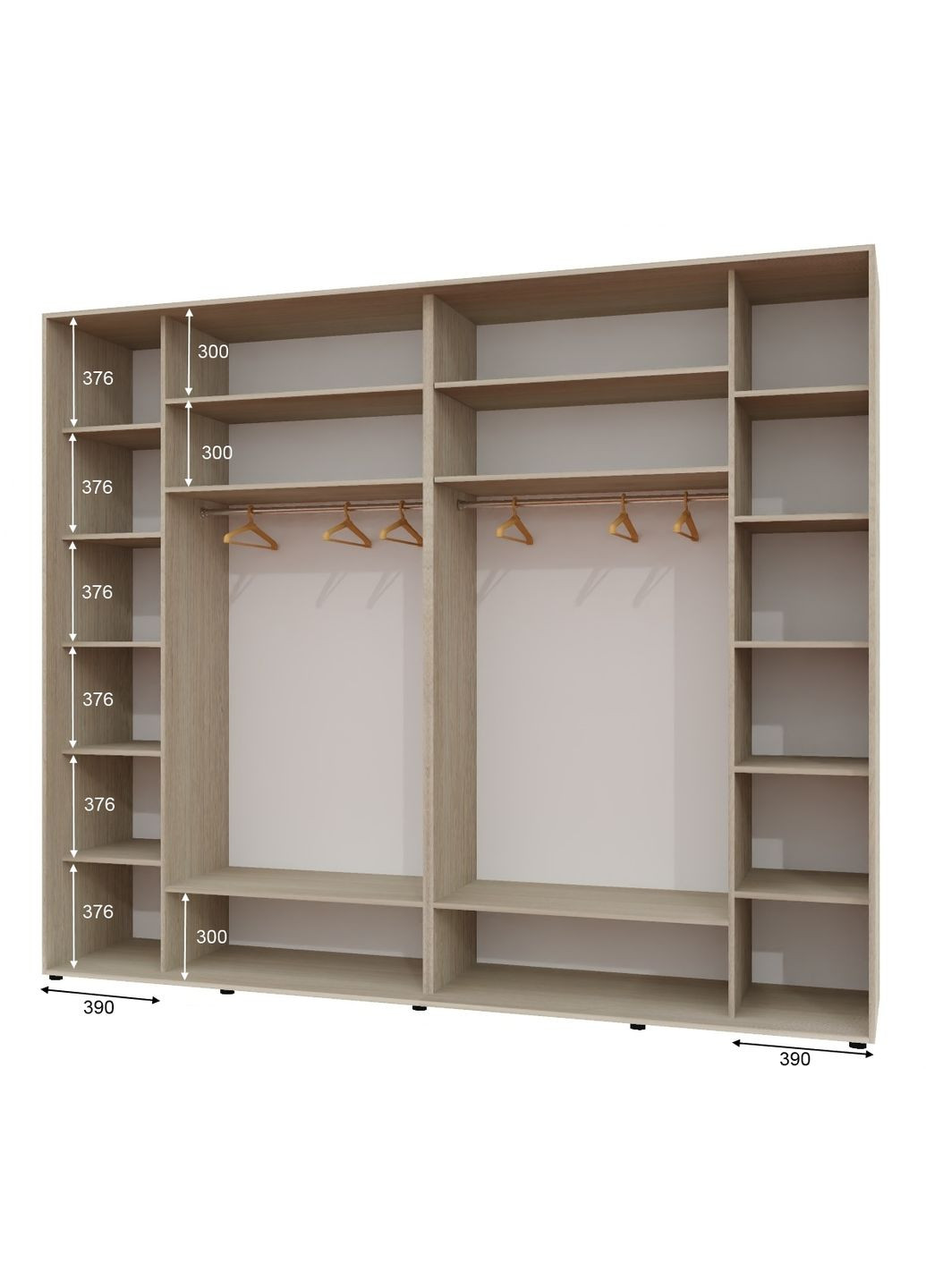 Шафа-купе тридверна 300*60*240 см Дуб Шамоні світлий 3 двері ДСП + Дзеркало + ДСП Люкс-147 Алекса (360434200)