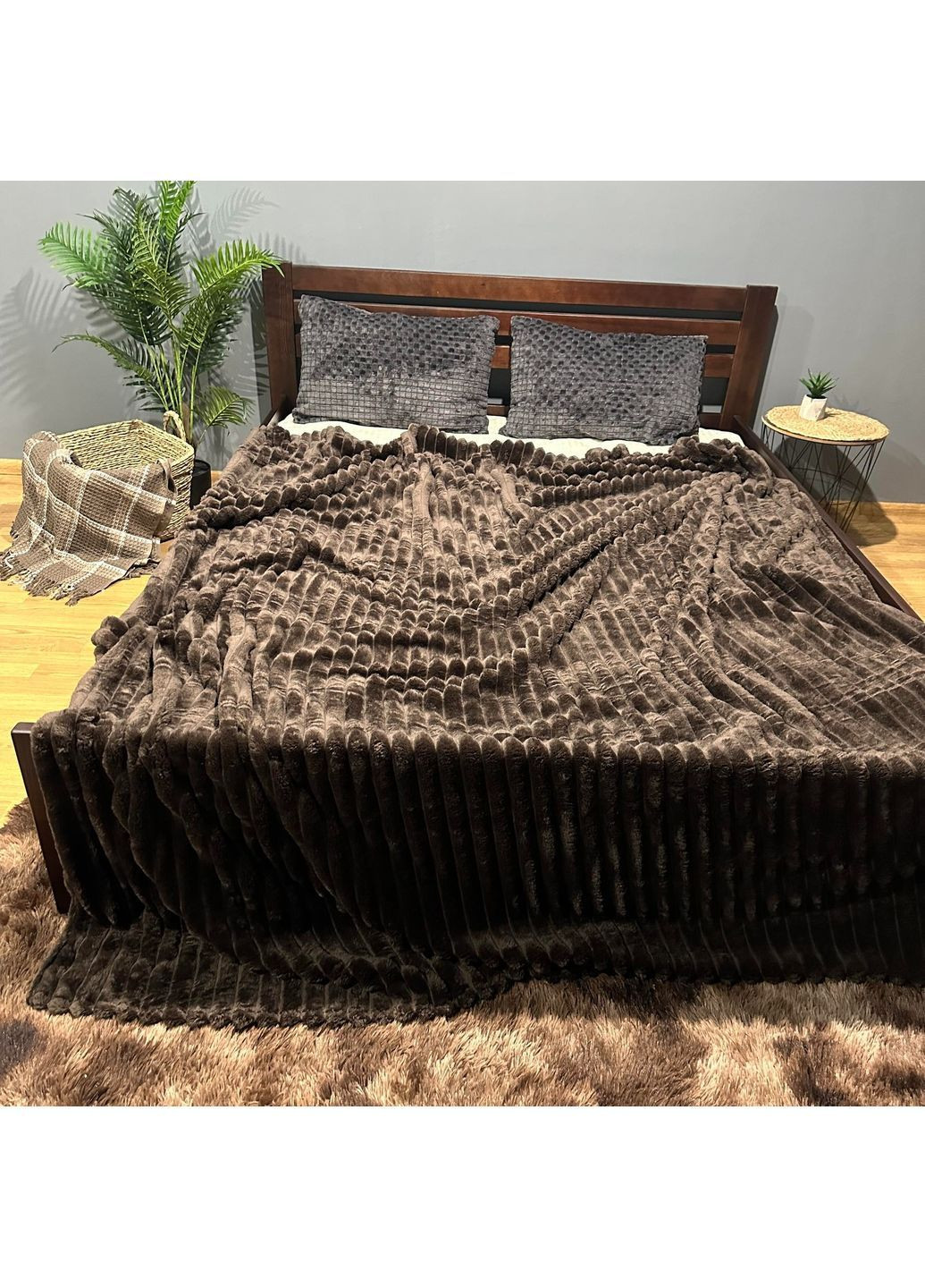 Плед Шарпей, Євро, 200*230 см, полоска 4 см No Brand (365578751)