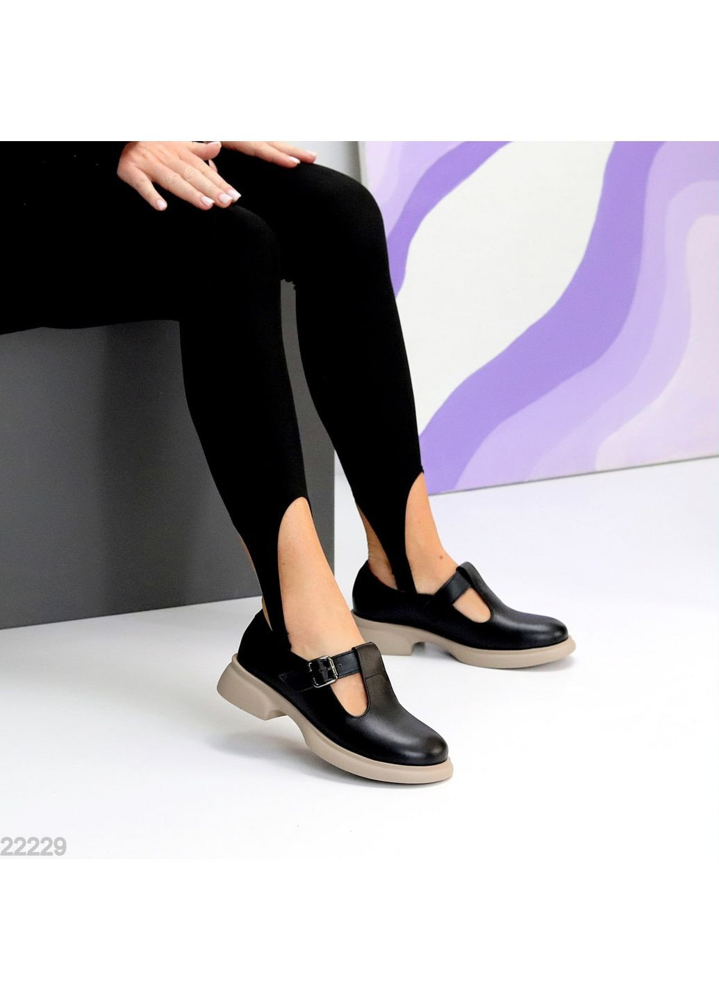 No Brand Mary • Кожаные туфли с моко-подошвой черный з, — (349820763)