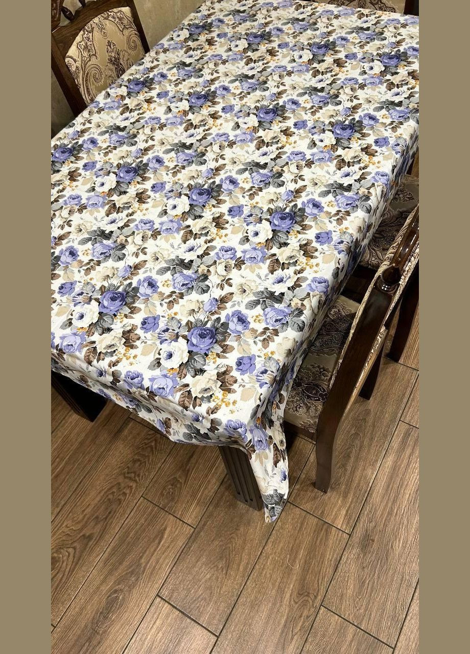 Хлопковая влагоотталкивающая скатерть 120х180 см с узором цветы с пропиткой 05062 (0506-2) No Brand (308755181)