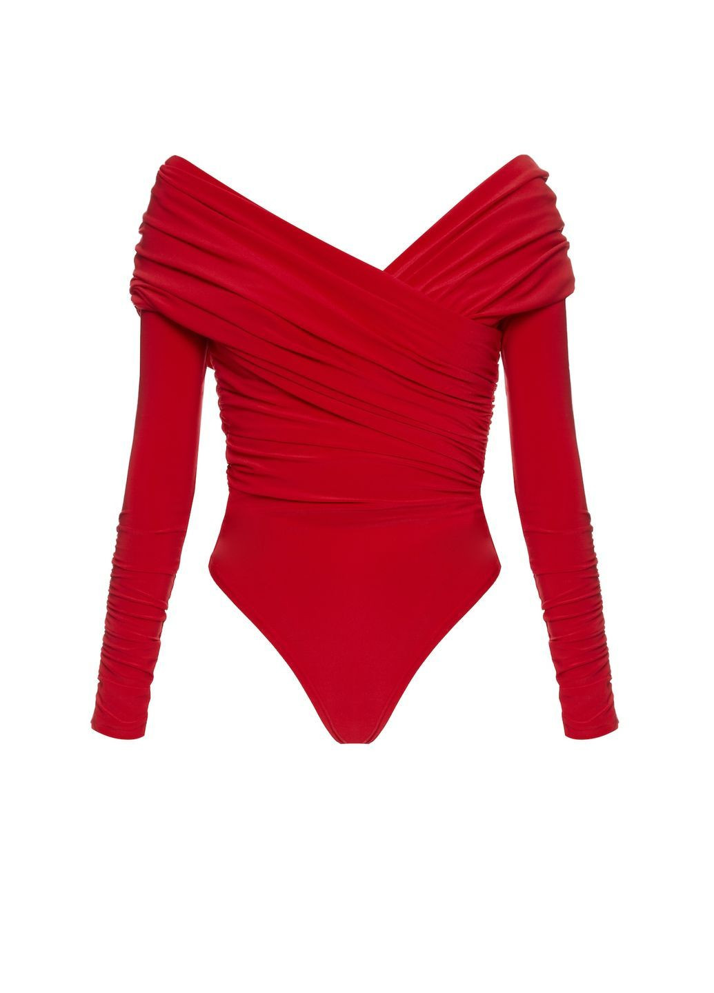 Боді на затин зі зборками червоний Queenfluence Боді зі зборками (365042623)