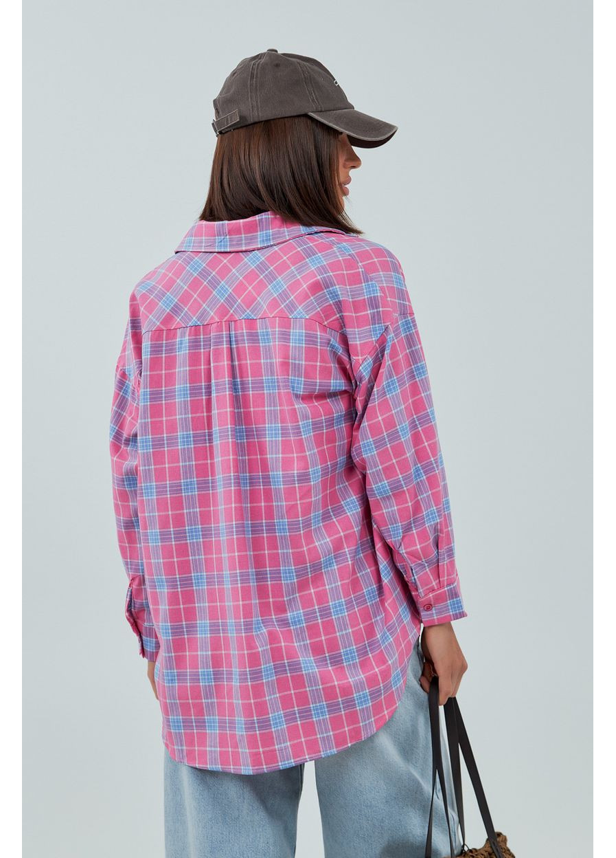 Жіноча сорочка в клітинку з кишенею - білий з чорним кольором Lurex (353306145)