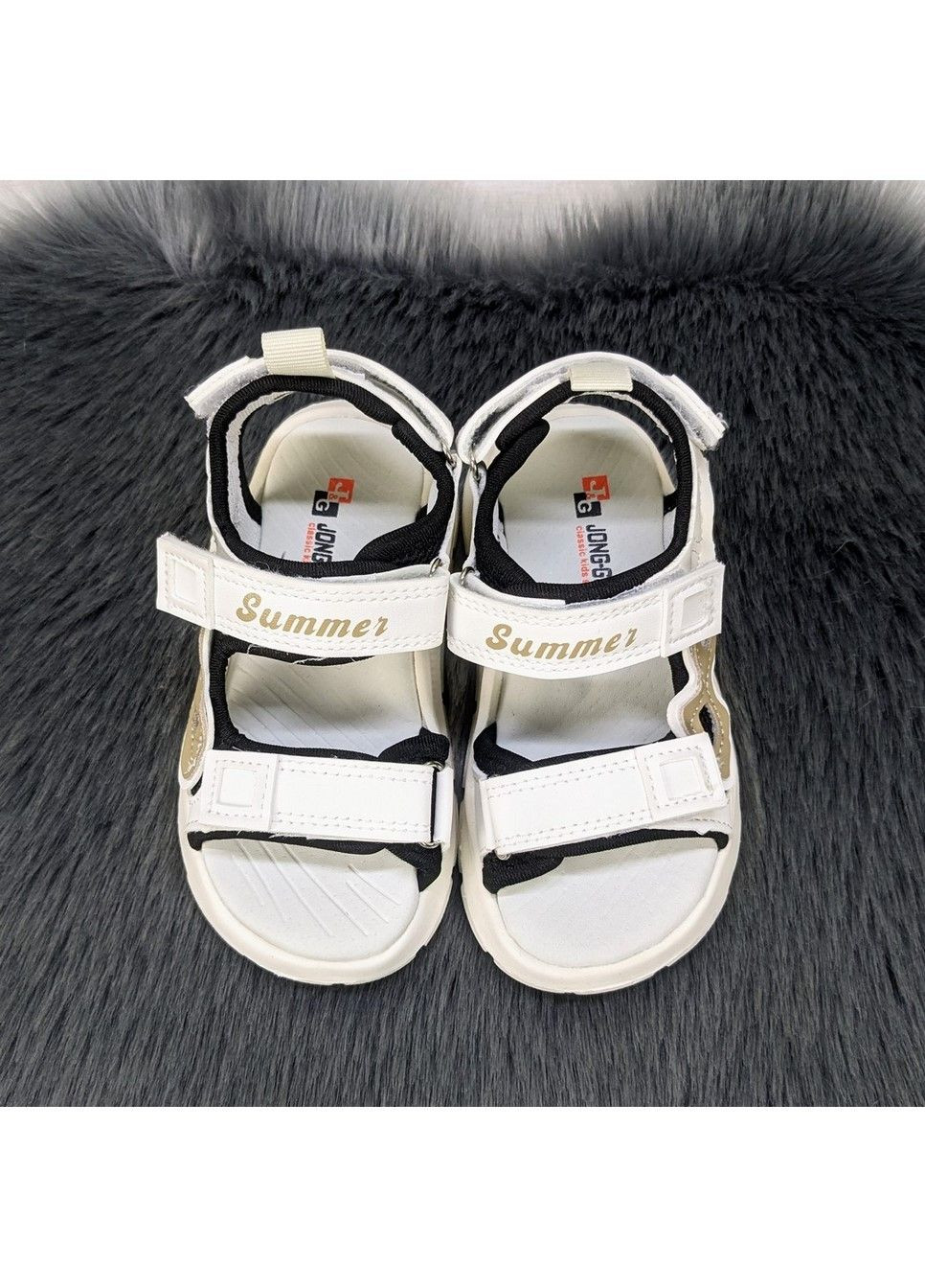 Черно-белые босоножки детские для девочки Jong Golf