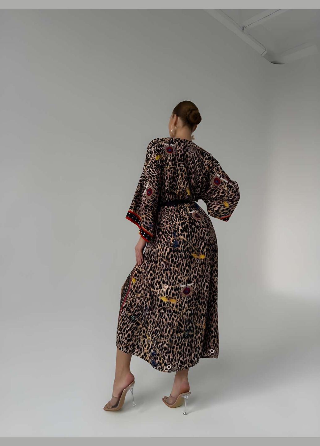 Летняя трендовая туника халат кимоно с леопардовым животным принтом. Україна (345557396)