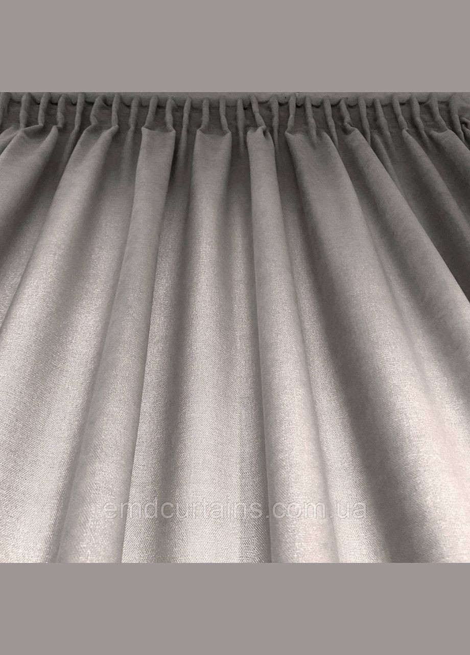 Комплект штор 2 шт. с подхватами 300х250 см микровелюр Серый, тюль бамбук 750 см Тепло-белый No Brand (337355651)